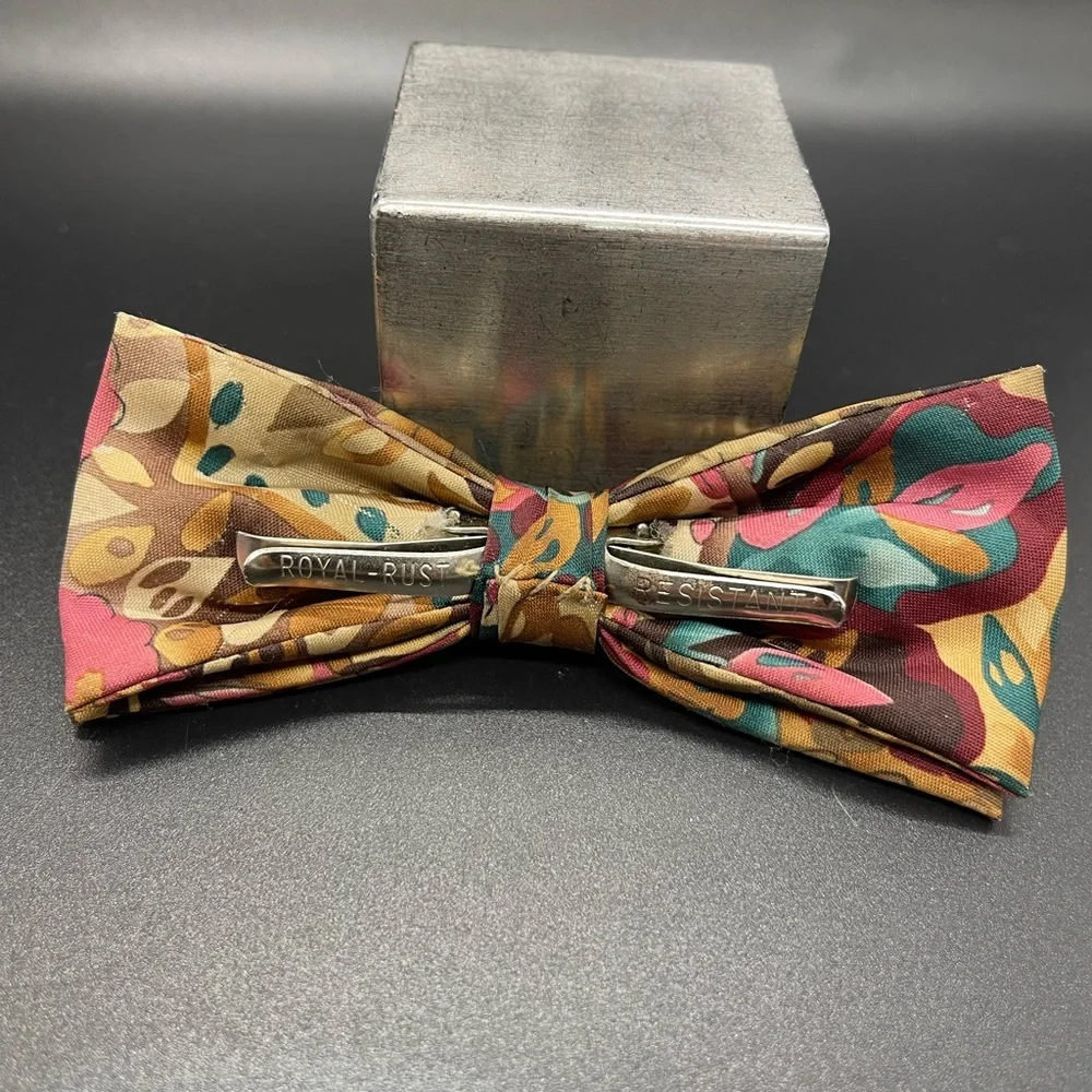 Vintage multi- colored earth tone Bow Tie